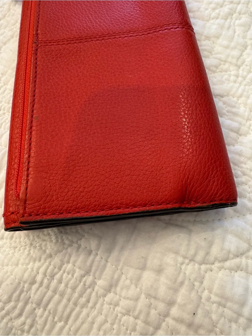 Coach Red Pebled Leather Turnlock Continental Wallet - Picture 3 of 8